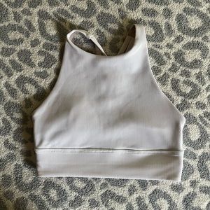 Lululemon White ribbed sports bra, or crop top.